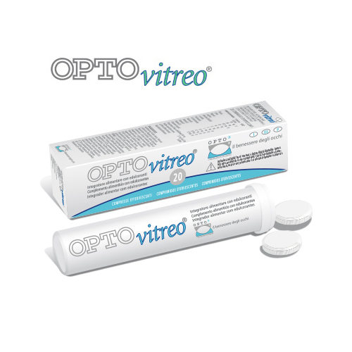 Optovitreo integratore confezione da 20 compresse effervescenti contribuisce a migliorare il metabolismo cellulare, a mantenere la fisiologica composizione dei tessuti e ad aumentare le difese delle strutture del corpo vitreo.