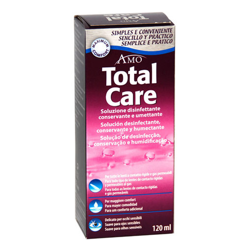 Total Care Conservante è una soluzione disinfettante, conservante ed umettante, ideale per tutte le lenti a contatto rigide e gas permeabili.
